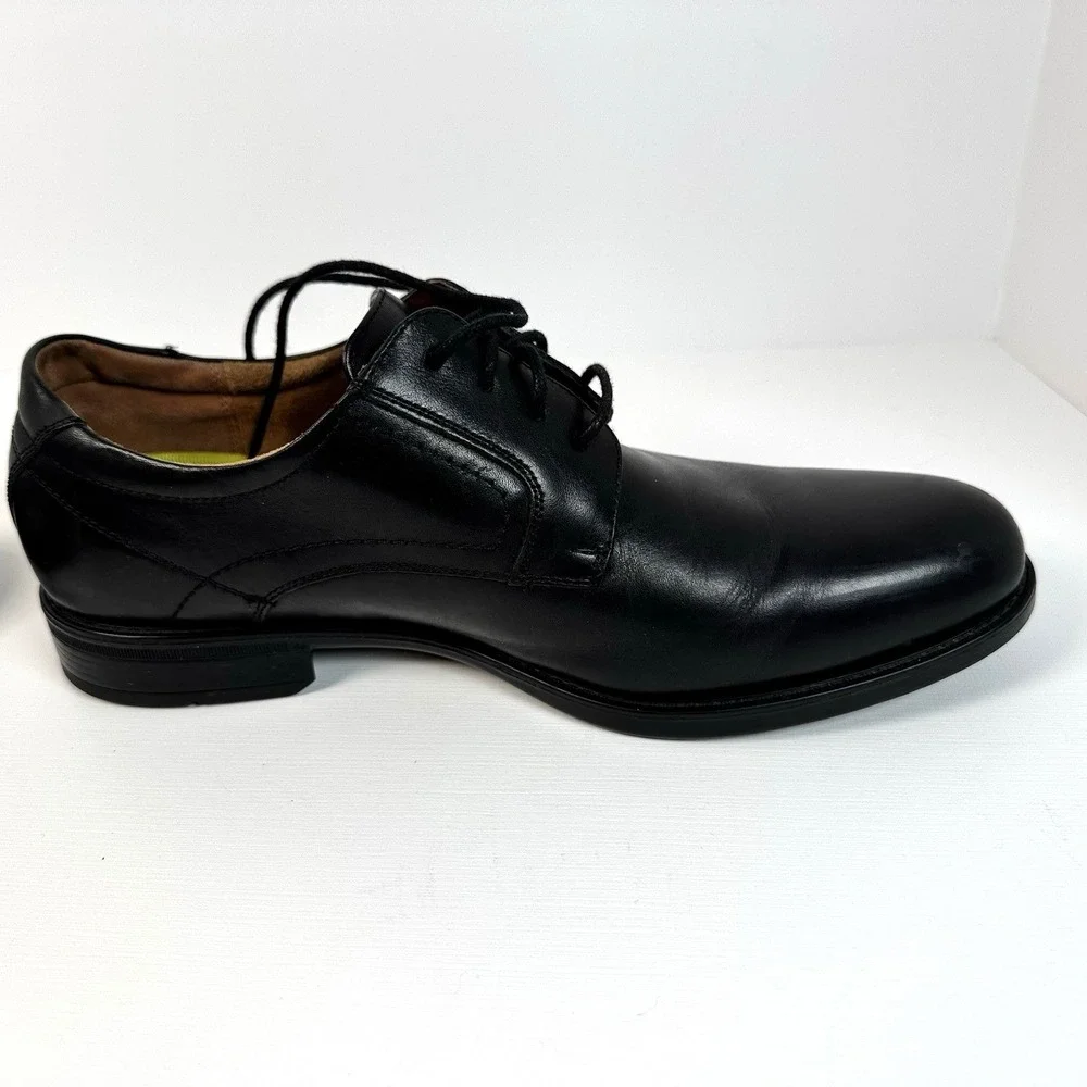 Florsheim Oxford Shoes Men's US 9.5D Black Leather Plain Toe Lace Up